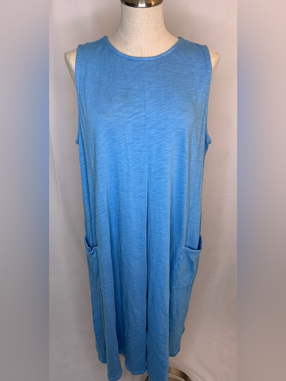 J.Jill sleeveless summer dress blue cotton casual shirt dress large tall LT